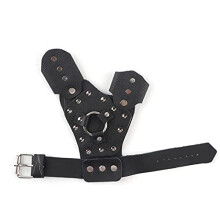 Fishing Gloves PU Leather Hand Guard with Steel Plate Protection and Metal Buckle for Right Hand