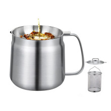 50oz/1,5L 304 Roestvrij Staal 3-in-1 Multifunctionele Oliezeef, Frituurmand, Vetcontainer voor de Keuken