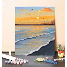 Paint by Numbers Kit Sunset Seaside for Adults and Beginners with Vibrant Colors Wall Art 50x65cm