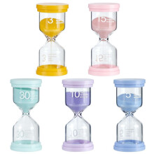 5-Teilige Sanduhr für Klassenzimmer und Kinder, Buntes Sanduhr-Set, 3/5/10/15/30 Minuten, Visueller Timer für Kinder Beim Zähneputzen