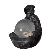 Grim Reaper-Beeld met Vliegende Vleermuizen Kristallen Bol, LED-Licht Grim Reaper Waterbol Halloween-Decoratie, voor Magische Vibes