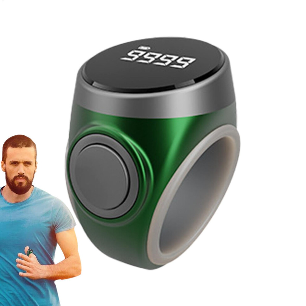 Green Ring Counter - Electronic Digital Finger Clicker Counter, Portable Prayer Counting Aid For Meditation And Relaxation