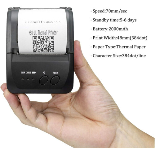 Bluetooth Thermal Receipt Printer 58mm Wireless POS Printer for Android iOS with Long Battery Life 2