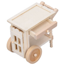Holz-Miniatur-Esswagen unbehandelt Retro Food Serving Cart für Puppenhaus