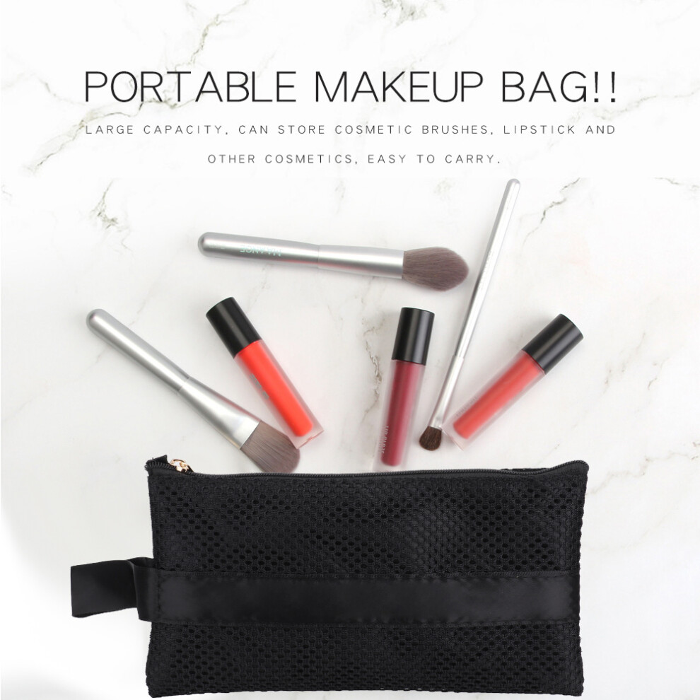 Portable PU Cosmetics Brush & Jewelry Storage Bag, 20.2x11.2cm