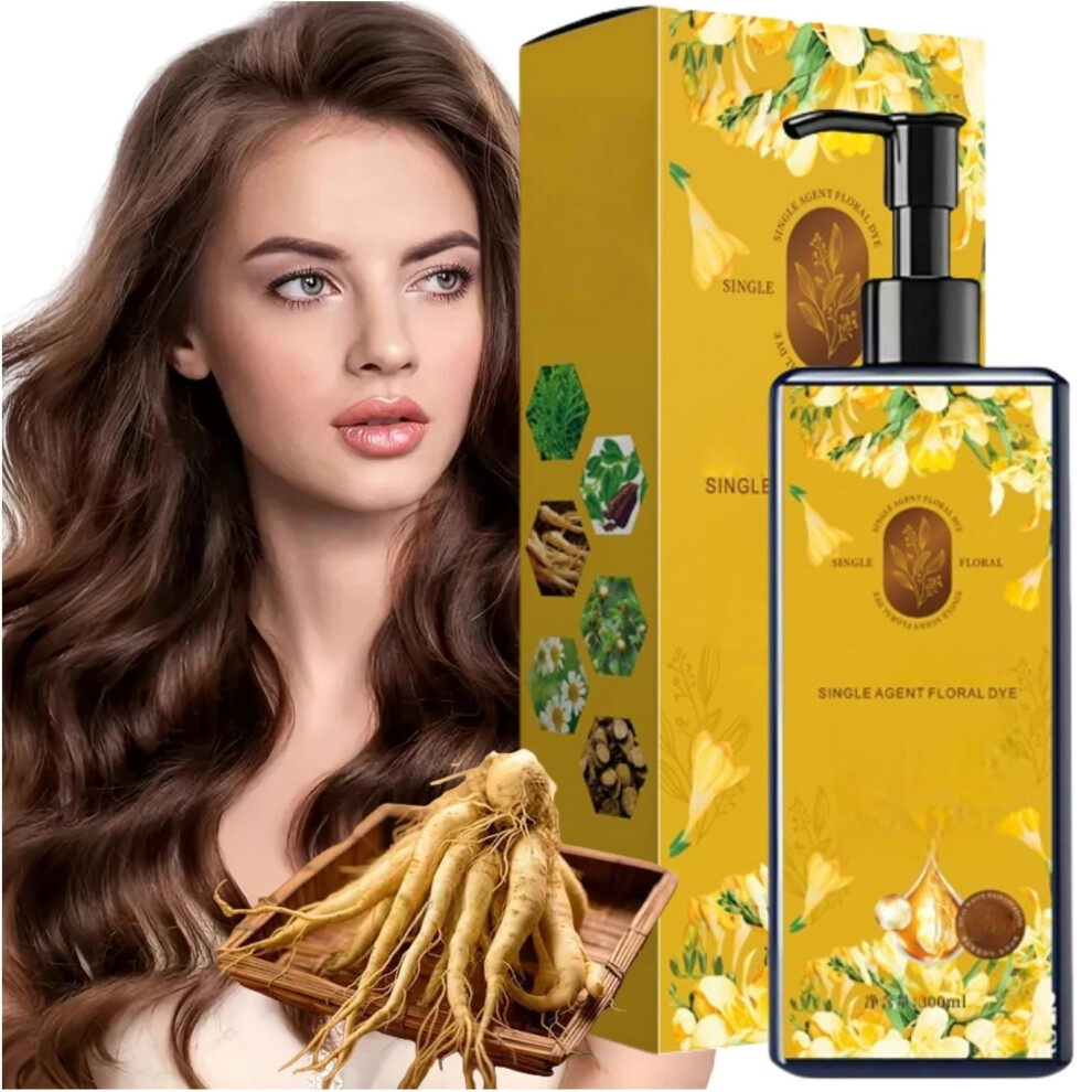 Hair Dye Shampoo Chestnut Brown for Grey Coverage, Natural Permanent Hair Color for Men and Women