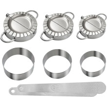 Juego de Prensa para Empanadas de Acero Inoxidable 3 en 1: Prensa para Empanadas y Cortador de Masa (7,6 cm, 8,6 cm y 9,7 cm)