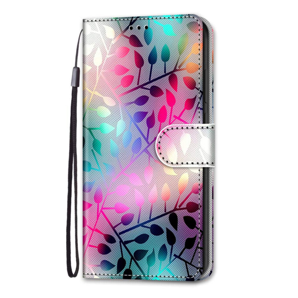 Pu Leather Wallet Case With Stand Magnetic Closure Shockproof Flip Cover Colorful Leaves For Nokia C32 9199774055673