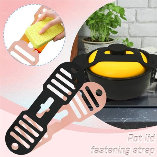 2pcs Silicone Lid Lock Strap for Low Cooker (6/7/8 Quart) Universal Pot Lid Holder Rubber Strap Alternative 2