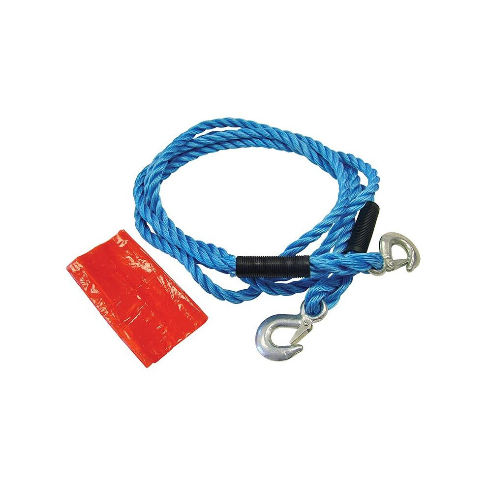 Faithfull Tow Rope 4M Metal Hooks 2 Tonne Red