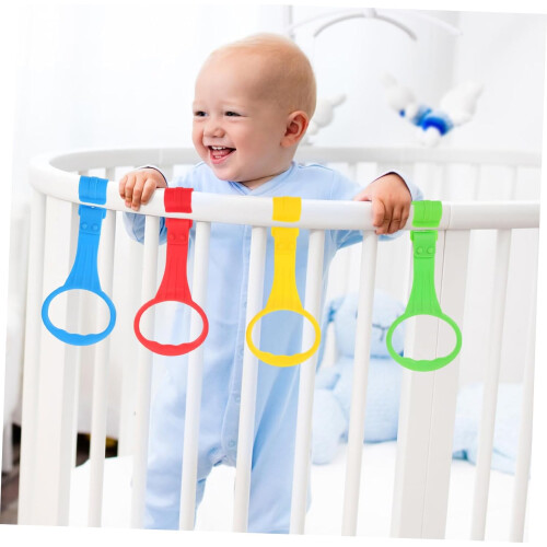 4pcs Baby Cot Pull Up Rings Walking Training Support with Safe Rounded Edges for Crib Use 2