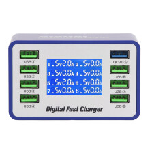 Caricatore Digitale da 50W 8 Porte USB QC3.0 con Display, chip di alimentazione PWM