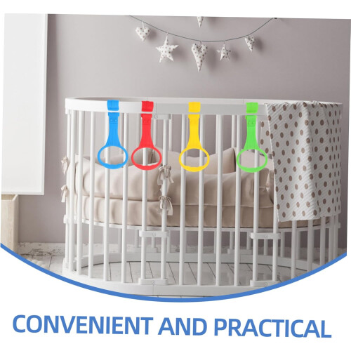 4pcs Baby Cot Pull Rings for Learning to Stand, Safe Rounded Edges Walking Support Rings for Nursery 1