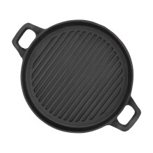 Reversible Cast Iron Griddle Pan 24cm Dual Handle Ribbed Frying Pan