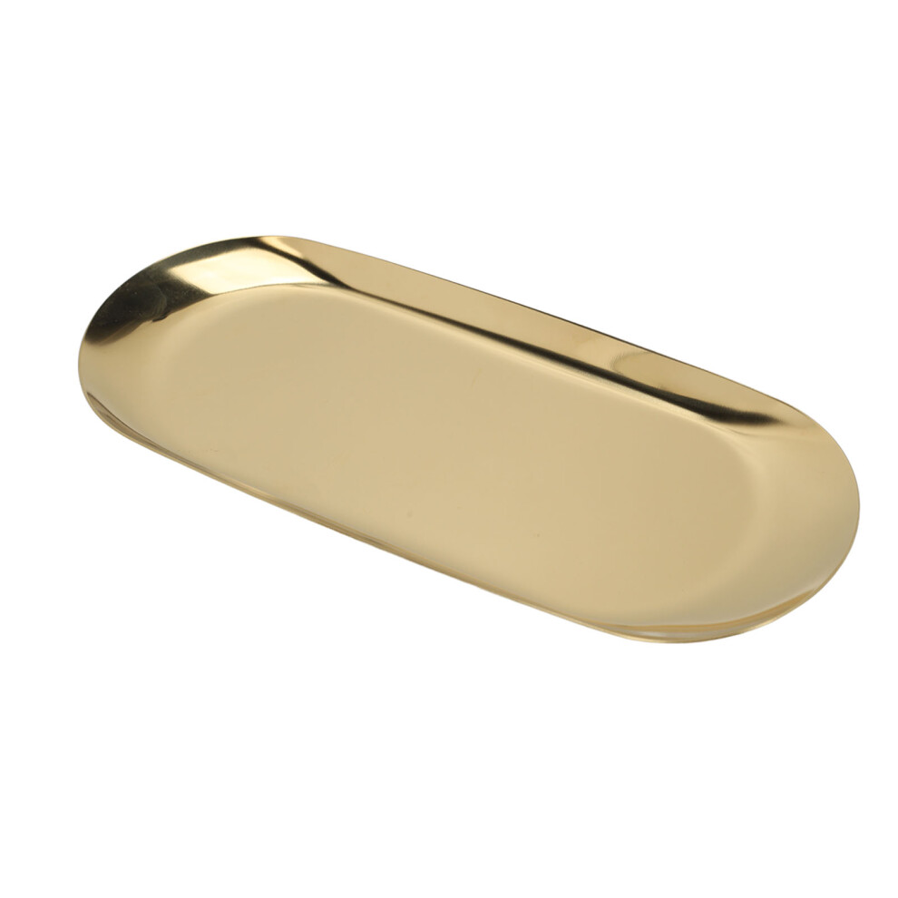 Mirror Polished Oval Jewelry Tray in Gold for Chic Space Organization