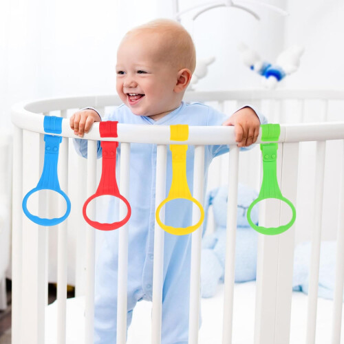 4pcs Baby Crib Pull Rings for Walking Assistance, Bright Color, Tool Installation 1