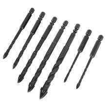 7PCS Masonry Drill Bit Set, Alloy, 4 Flute, Hardness, StorageBox