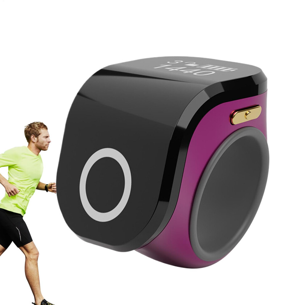 Rechargeable Digital Finger Counter With Dual Led Display, Adjustable Sleeves, Typec Charging, Purple 9199774056779