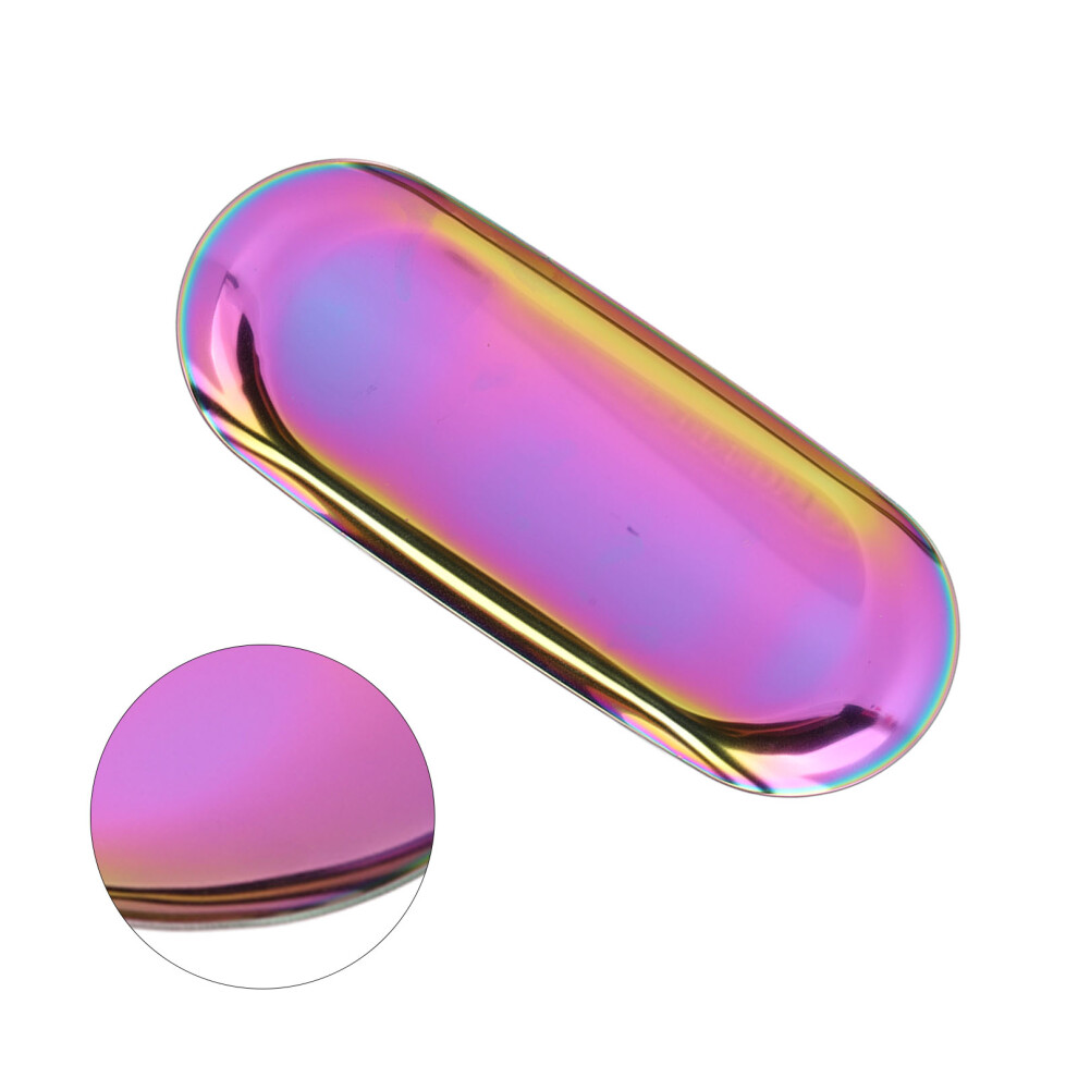 Oval Alloy Jewelry Tray with Mirror Reflection, Glossy Edges