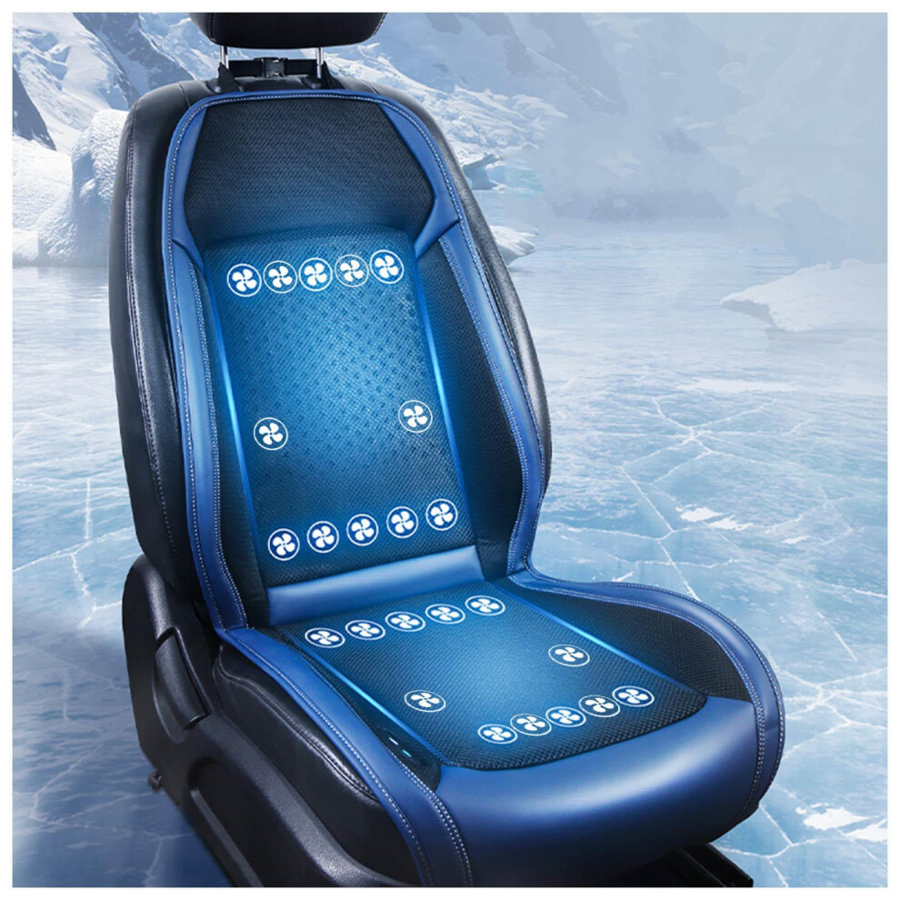 Cooling Car Seat Cover With 24 Turbo Fans, 3Speed Airflow, Universal Fit For Car Suv Truck, 12V Blue 9199774057585
