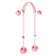 SM Bondage Tool Pink Binding Band Female Leg Splitter Handcuffs Training Props for Adult Play and Role-Playing