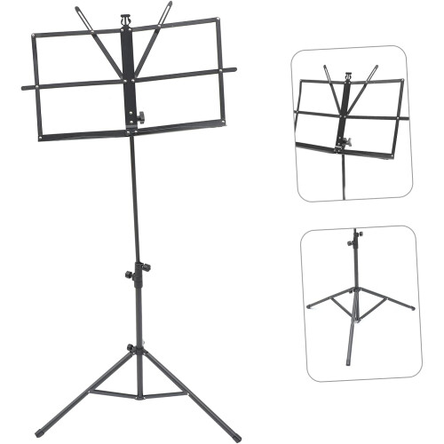Foldable Adjustable Tripod Music Stand for Musicians Black Sheet Holder for Performance 2