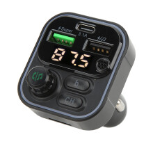 Bluetooth FM Transmitter Car Kit With Dynamic Bass Boost And Voice Navigation, Fast Charging Dual USB Ports Adjustable LED Backlight For Smartphones