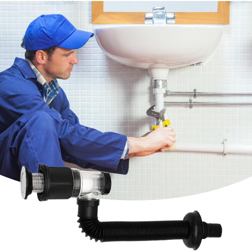 Bathroom Sink Drain Pipe with Advanced Odor Control, Flexible Expandable Hose for Kitchen and RV 1