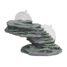 Resin Tortoise Basking Dock Rock Ornament with Suction Cup for Reptile Aquarium