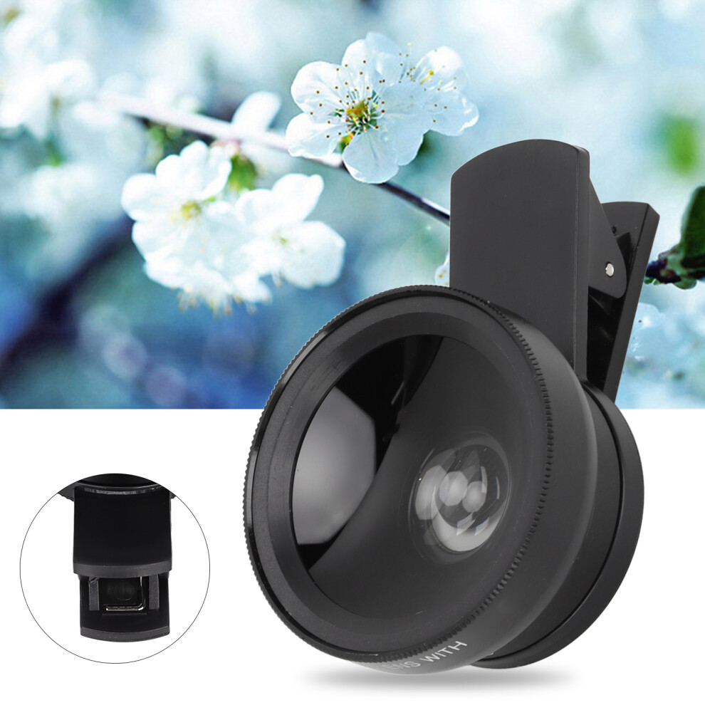 Phone Lens 2 In 1 Hd Universal Clip 0.45X Wide Angle & 12.5X Macro For Mobile Black 9371375522314