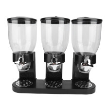 Triple Food Dispenser, 3Compartment Countertop Cereal Grains Dispenser, PP Material, Black, SpaceSaving Design