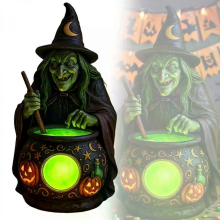 Witch Cauldron Lamp Halloween Decorations Indoor With Eerie Green Glow LED Lamp Witch Brewing Large Halloween Ornamen