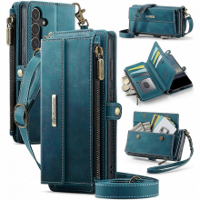 GreenGalaxy S25 FE Case with RFID Zipper Wallet, Leather Stand Cover & Strap