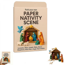 Color BDIY Paper Nativity Scene Origami Kit, Nativity Scene Christmas Cards Craft, Angel & Animal Nativity Scene Ornaments for Holiday Decor & Gifts