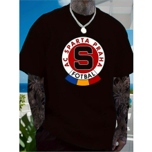 T-shirt uomo AC Sparta Praga Football - Nera, girocollo, manica corta, lavabile, vestibilità regolare Casual-SRYIP50