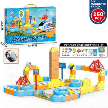 160 pezzi 2025 Nuovo cubo magico e set treni elettrici Klick Rail, pista flessibile, giocattolo STEM 3D anti-gravità per bambini