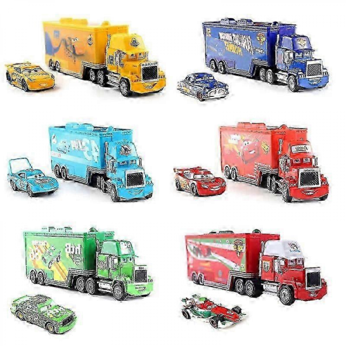 Coffret de 6 voitures métalliques : Flash McQueen, Jackson Storm, Chick Hicks, Mack 1
