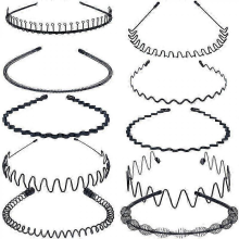 Metall-Haarbänder, 10er-Pack, Unisex, Schwarz, Feder-Haarreif