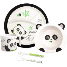 Panda5-Piece Kids Toddler Feeding Set - Includes Plate Bowl Cup Fork & Spoon Dishwasher Safe Children's Flatware