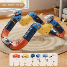 56PCsEducational DIY Magic Trains Track Building Blocks for Kids - Boosts STEM Skills, IQ & Creativity, Perfect Birthday Present