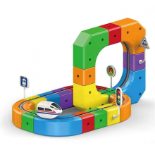 51pcs2025 Hot Toys Magic Track Cube & New Klick Rail Electric Train Set, 123PCS Flexible Race Track, Gravity-Defying 3D STEM Learning Toy for Kids