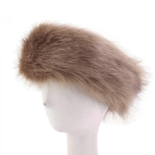 KhakiFluffy Winter Hat Faux Fur Headband Elastic Winter Ear Warmer Fashion Ski Hat Wide for Head Wrap Cold Outdoor Accessorie white