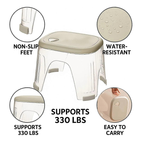 Cream WhiteAcrylic Shower Stool300 Lb Capacity 1