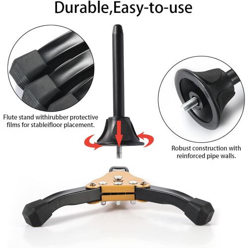 Compact Foldable Flute and Clarinet Stand with  Stability, Lightweight Tripod Holder 1