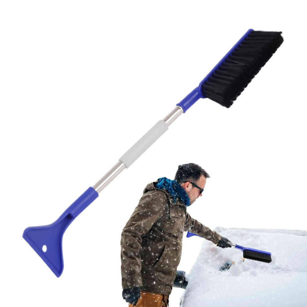 Snow Brush For Car And Suv With Ice Scraper, Long Handle Reach, Paintsafe Bristles, Blue 9187378407752
