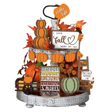 Ensemble de 14 Plateaux Décoratifs à Étages pour L'Automne, Panneau Citrouille de Thanksgiving, Accessoires pour Citrouilles de Récolte D'Automne,