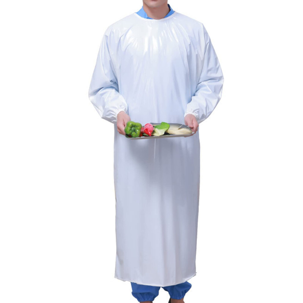 Butcher Aprons For Men Waterproof Heavy Duty Tpu Long Sleeve Industrial Cooking Apron 120X110cm White 9187378408131