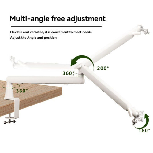 Suporte de Mesa para Microfone, Braço de Suporte Resistente com Braçadeira de Montagem em Mesa e Suporte de Mesa Ajustável para Microfone 2