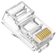100 Stück RJ45 CAT6 Durchgangsstecker, Kristallende, Vergoldet, 8P8C Crimp, UTP, Standard-Ethernet-Netzwerk, Modularer Stecker