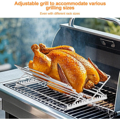 Roasting Rack Stainless Steel Adjustable Baking Rack for Oven Turkey Meat Cooling RustResistant 1